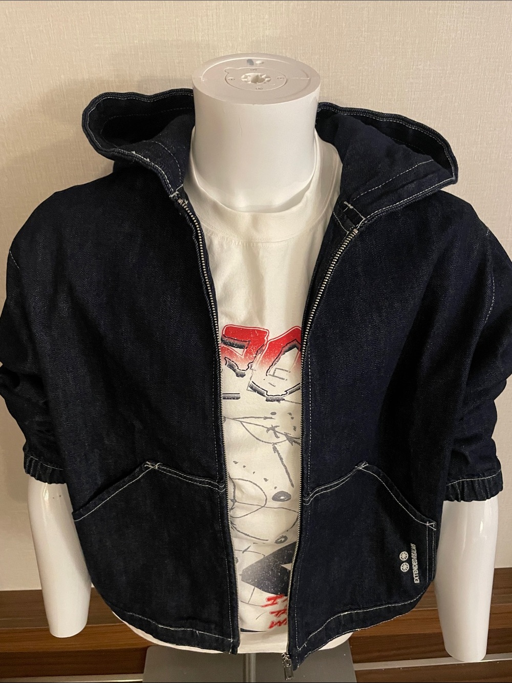 Zara Dark Denim Hooded Jacket - Navy Blue